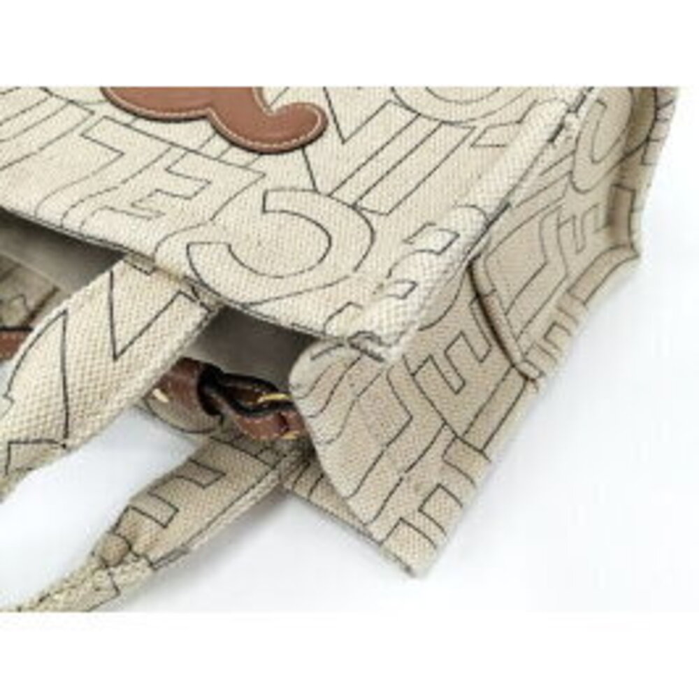 CELINE Cabatas Handbag Triomphe Canvas Beige - Picture 8 of 9